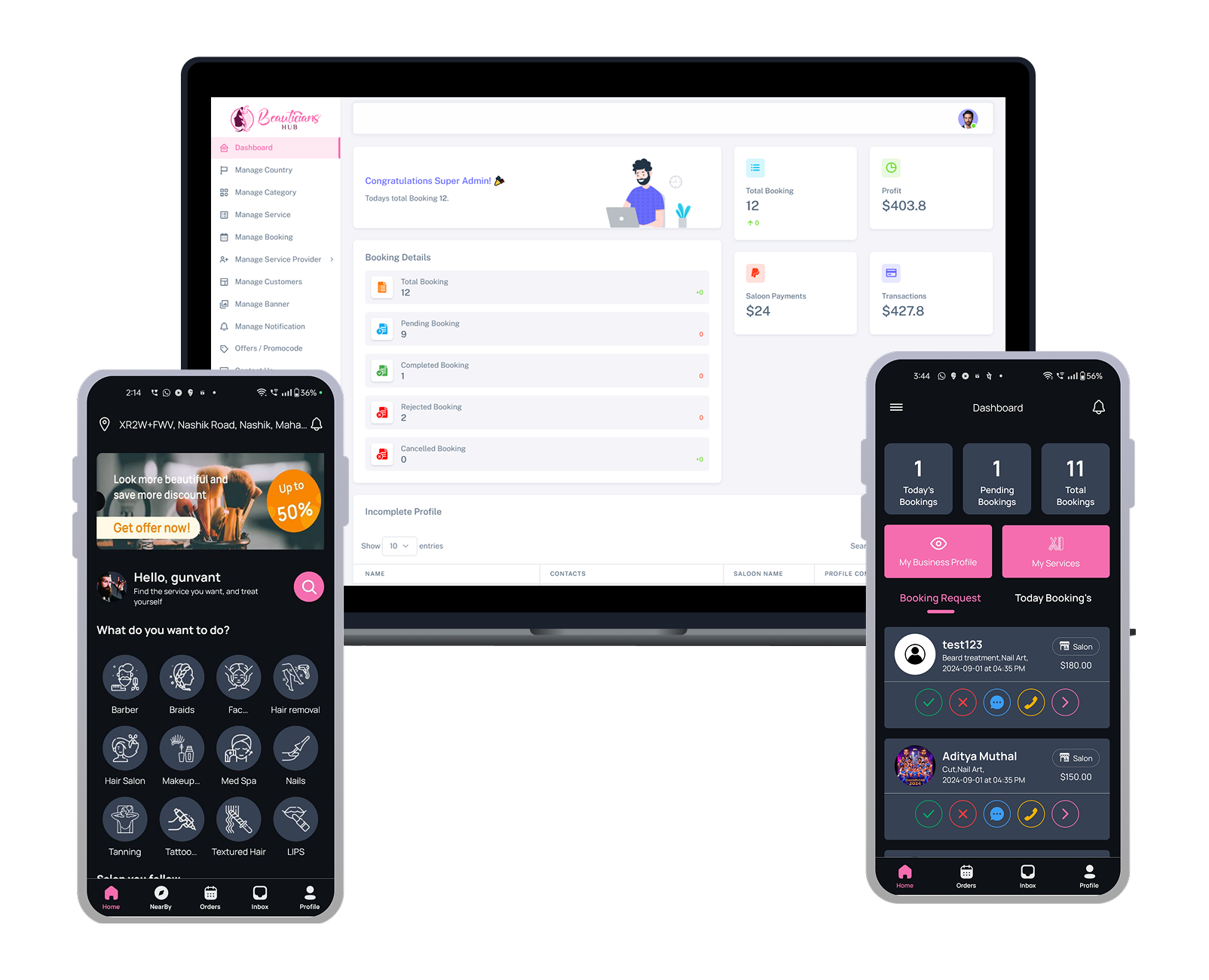 salon admin dashboard